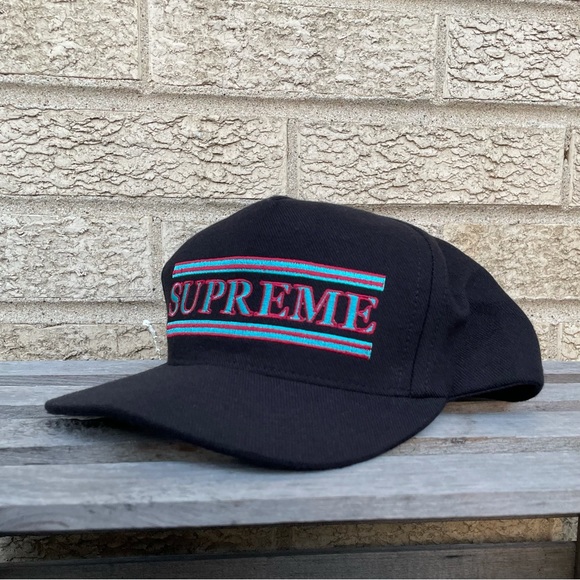 FW16 Supreme Stripes 5 Panel Snapback Hat - Picture 2 of 6